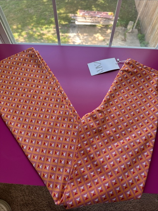 Zara Pants - Zara Pink and Orange Geometric Triangle Trousers